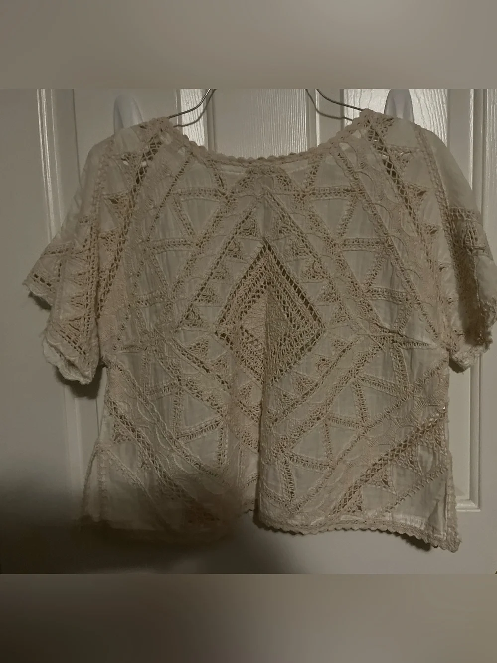 crème crochet free people crop tee